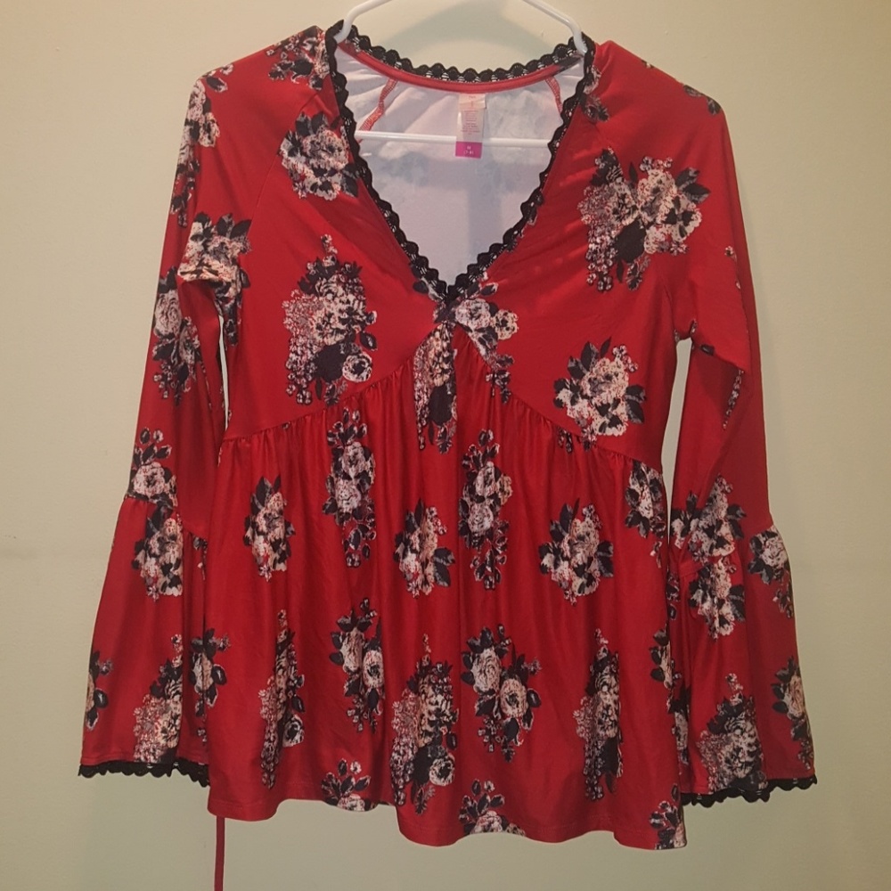 Red Floral Top